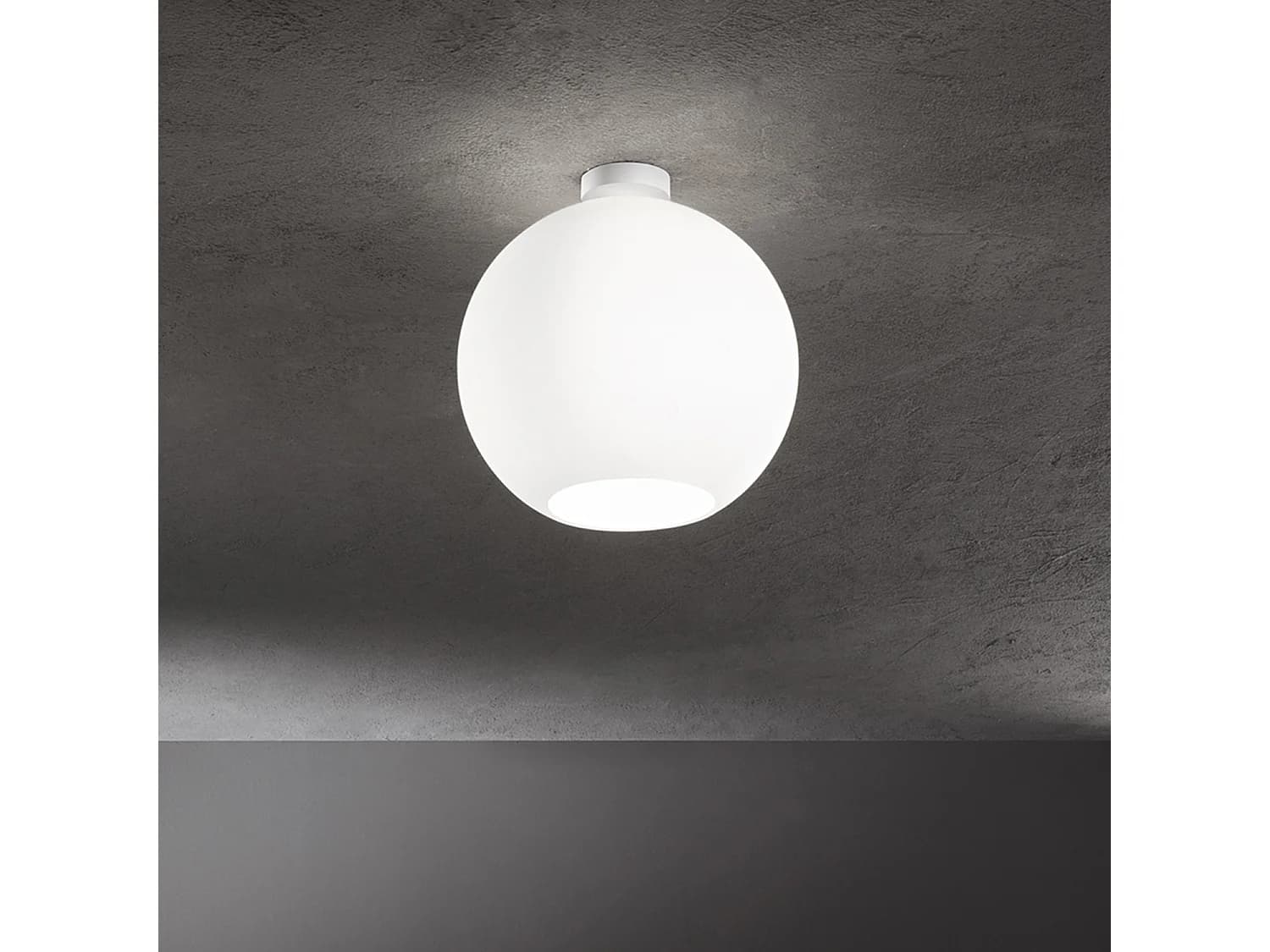 Plafonnier En Verre Blanc Collection Moderne, Structure En Métal Et Aluminium Peint, Douille E27, Diamètre 30Cm, Ip20 - Luminaire Perenz Design