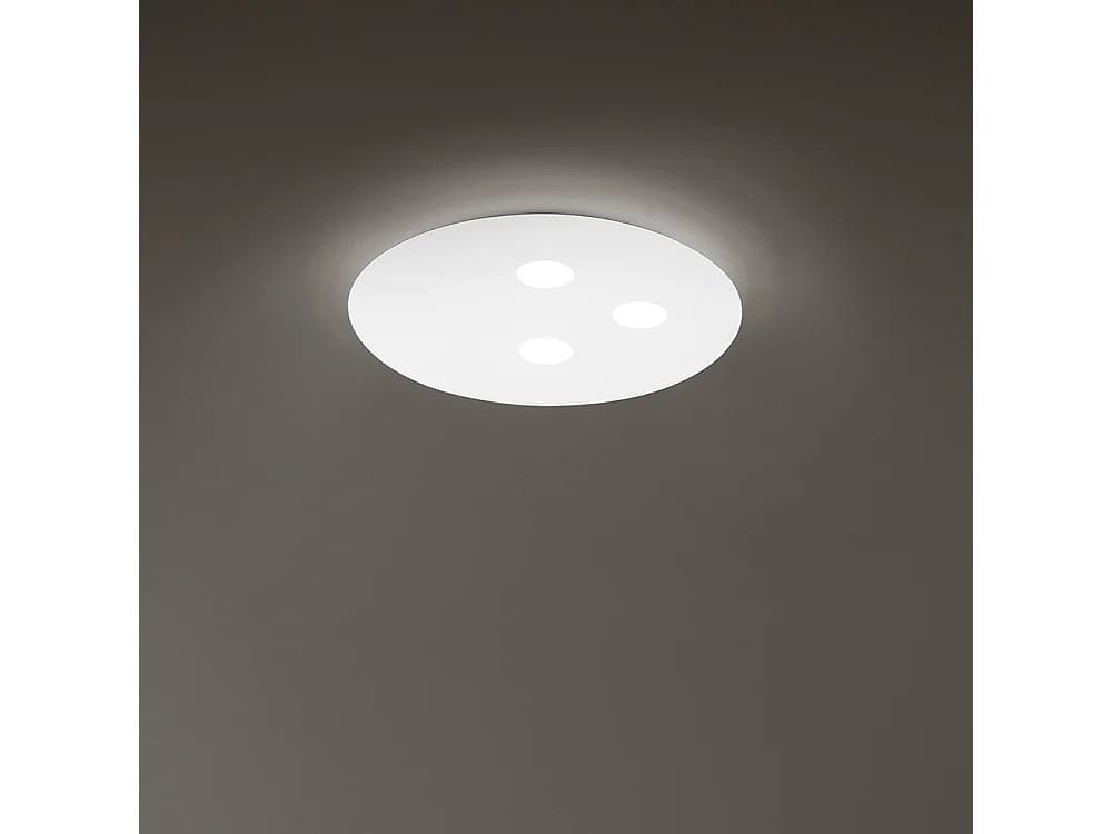 Plafonnier Led Moderne En Métal Blanc Mat 48W 3840Lm, Lumière Chaude 3000K, Design Mince À Suspension Intérieur - Diamètre 50Cm - Marque Perenz