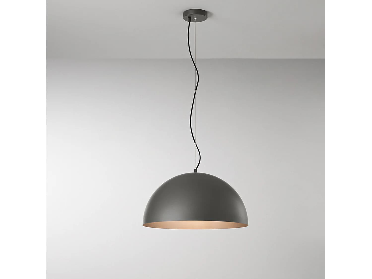 Suspension En Métal 10S48560 Gr, Structure En Acier Gris Et Marron Métallisé, Diamètre 50 Cm, Douille E27, 60W - Luminaire Design Par Perenz