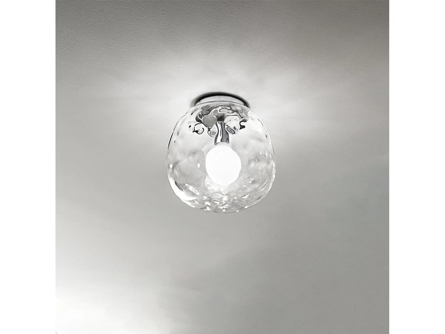 Plafonnier 6467 Tr En Chrome Poli Et Verre Transparent, Diamètre 30 Cm, 1X E27 Max 60W, Lampe De Plafond Élégante Pour Intérieur Par Perenz