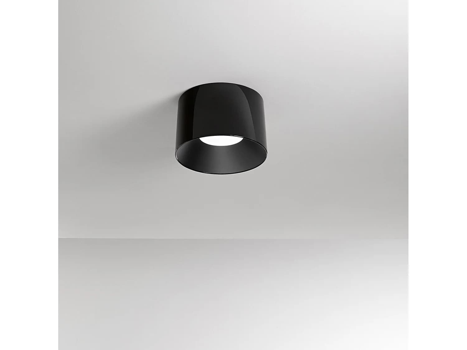 Plafonnier Led Cylindrique Moderne En Métal Noir Brillant, 24W Dimmable Cct, Diamètre 35 Cm, Haute Efficacité Lumineuse Cri 80 - Parenz Design
