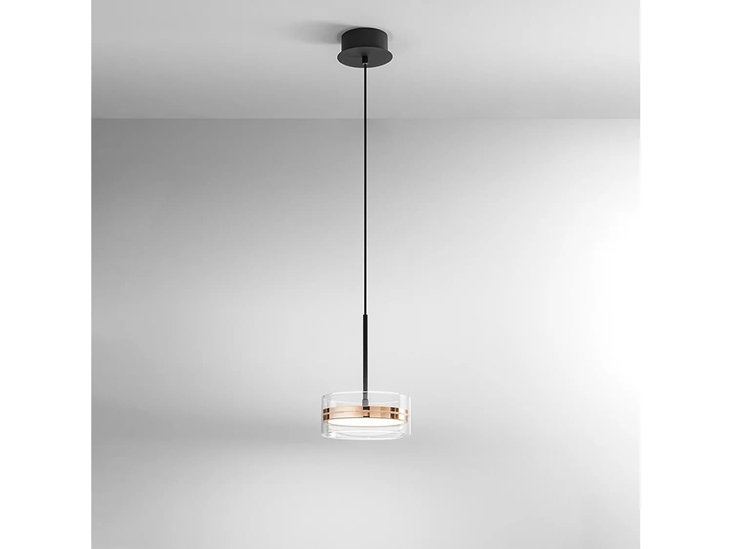 Suspension Led 14W En Métal Et Alu, Design Bi-Émission, Finition Or Poli Et Noir Mat, Variable, D.20 Cm - Perenz