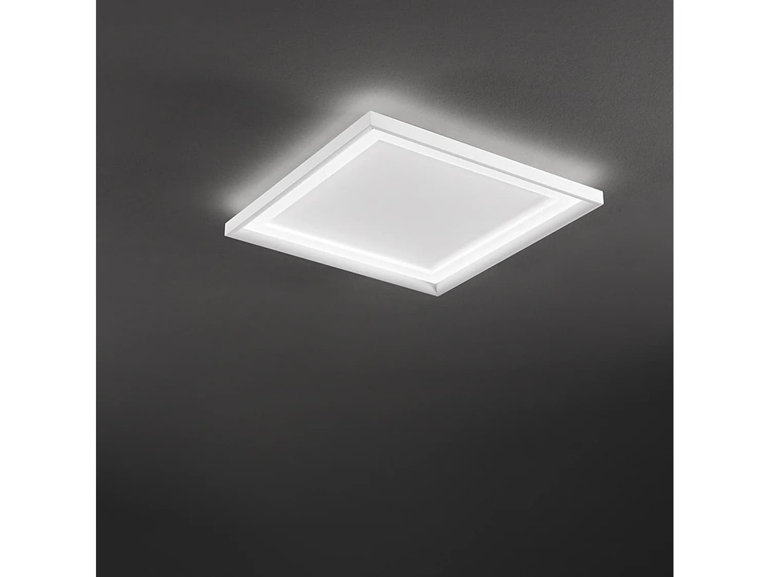 Plafonnier Led Carré En Métal Blanc Mat 40W 3000K, Lampe De Plafond Moderne Au Design Minimaliste, Dimensions L.50X50 Cm - Marque Perenz Design