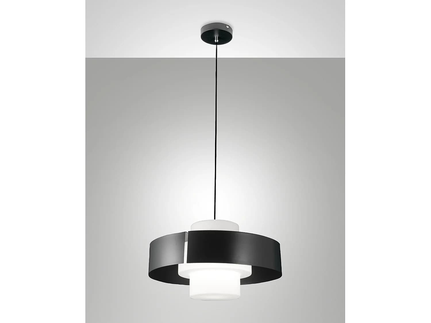 Suspension Loto Ø450 Mm En Métal Et Verre Soufflé Anthracite, Douille E27 40 W, Ip20, Classe 1 - Design Moderne Et Élégant
