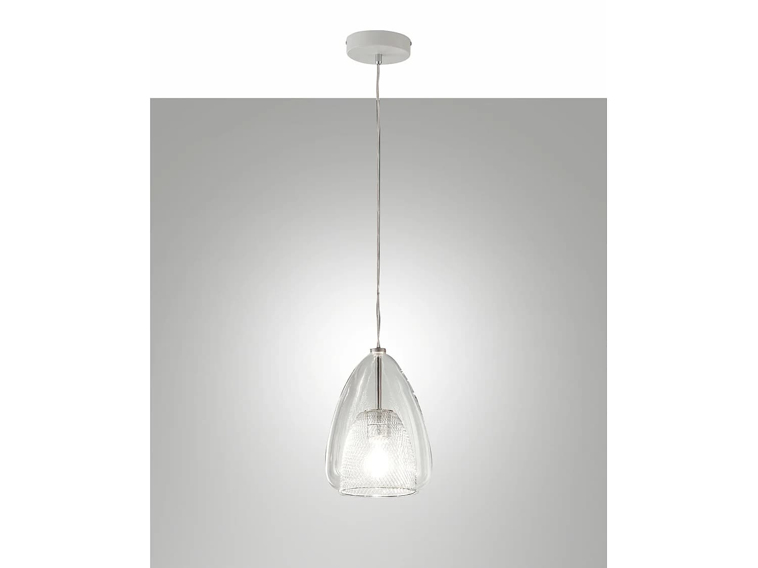 Suspension Britton En Métal Et Verre Borosilicate Transparent, Design Moderne, Douille E27, Diamètre 22 Cm, Classe D'Isolation 1