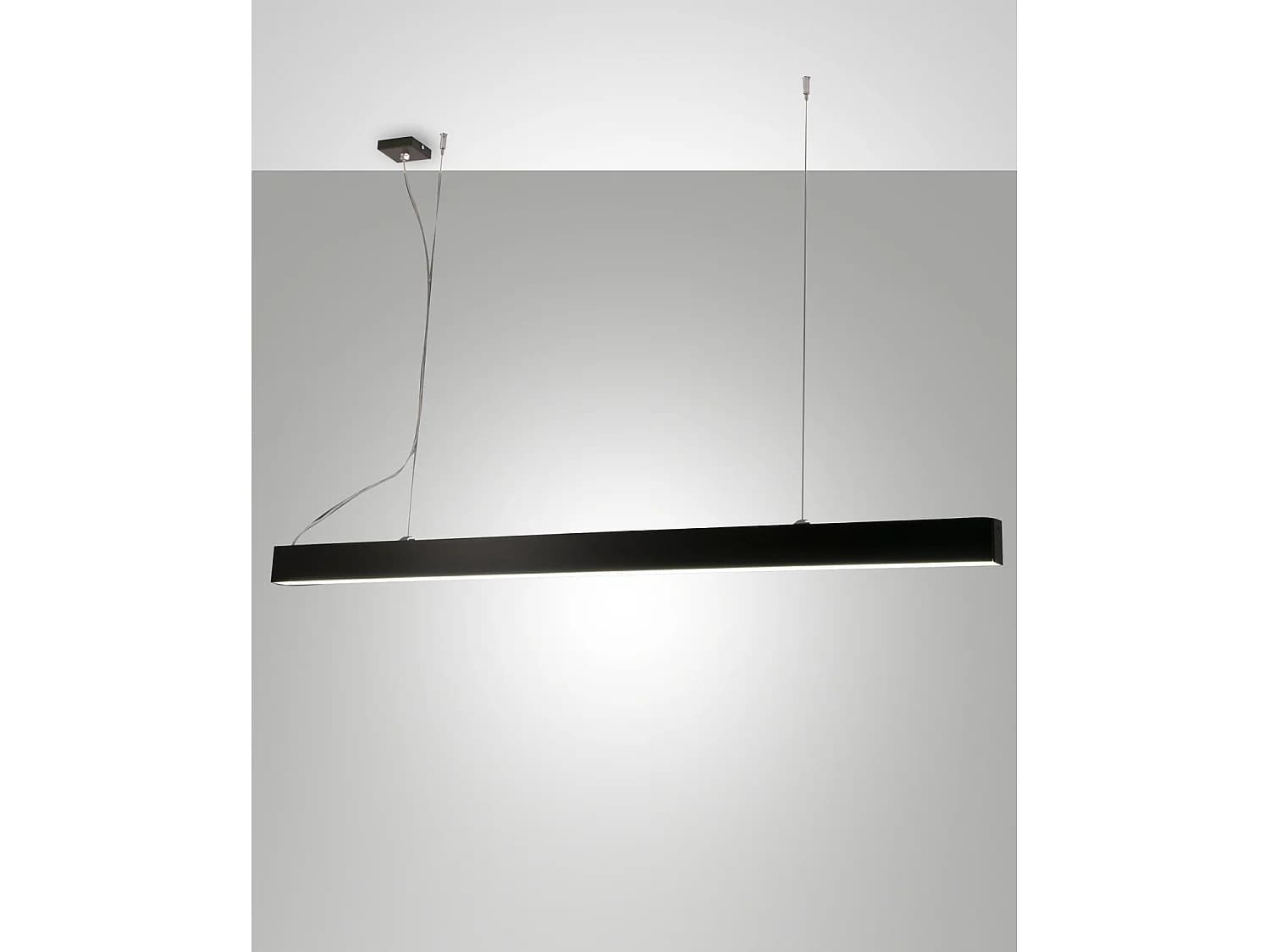 Suspension Led Next 58 W 7020 Lm 3000 K, Structure En Métal Et Polycarbonate, Couleur Noire, Design Moderne Et Réglage De La Lumière