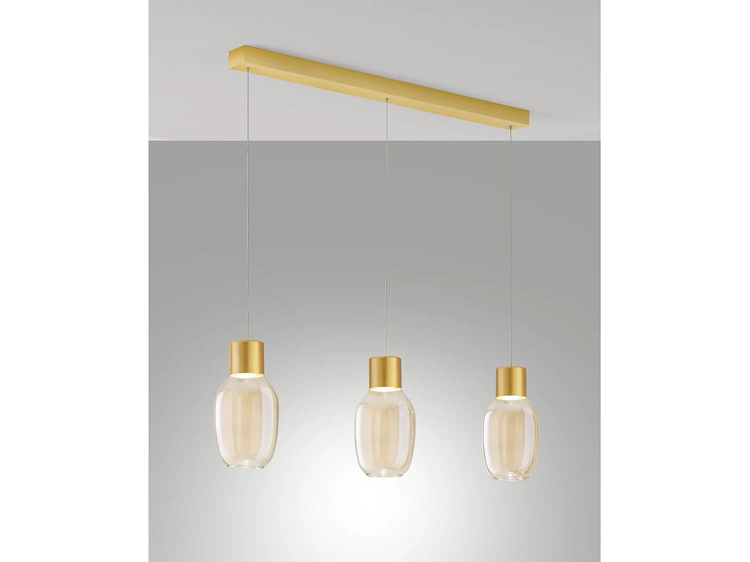 Suspension Led Lapo 36 W 3900 Lm 3000 K Blanc Chaud, Structure En Métal Et Verre Borosilicate Cognac, Intensité Variable Par Paliers - Lapo