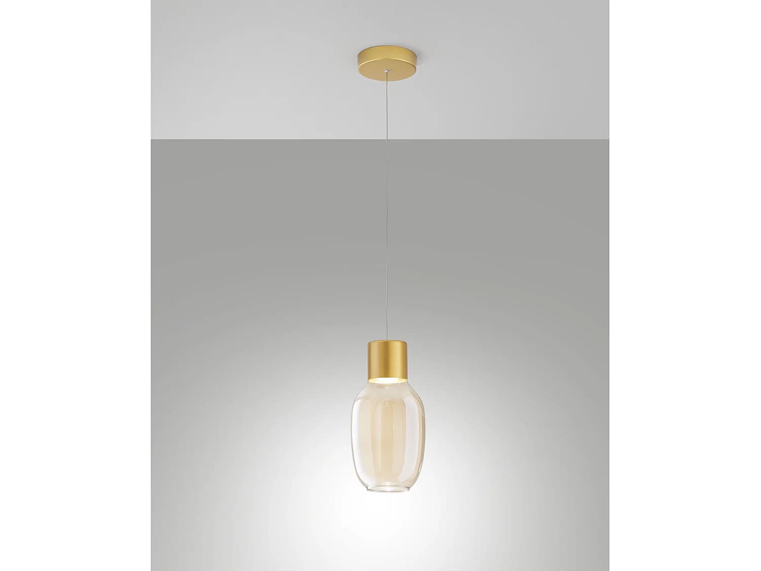 Suspension Led Lapo 12 W 1300 Lm 3000 K À Intensité Variable, Structure En Métal Et Verre Borosilicate, Couleur Cognac - 3768-40-365