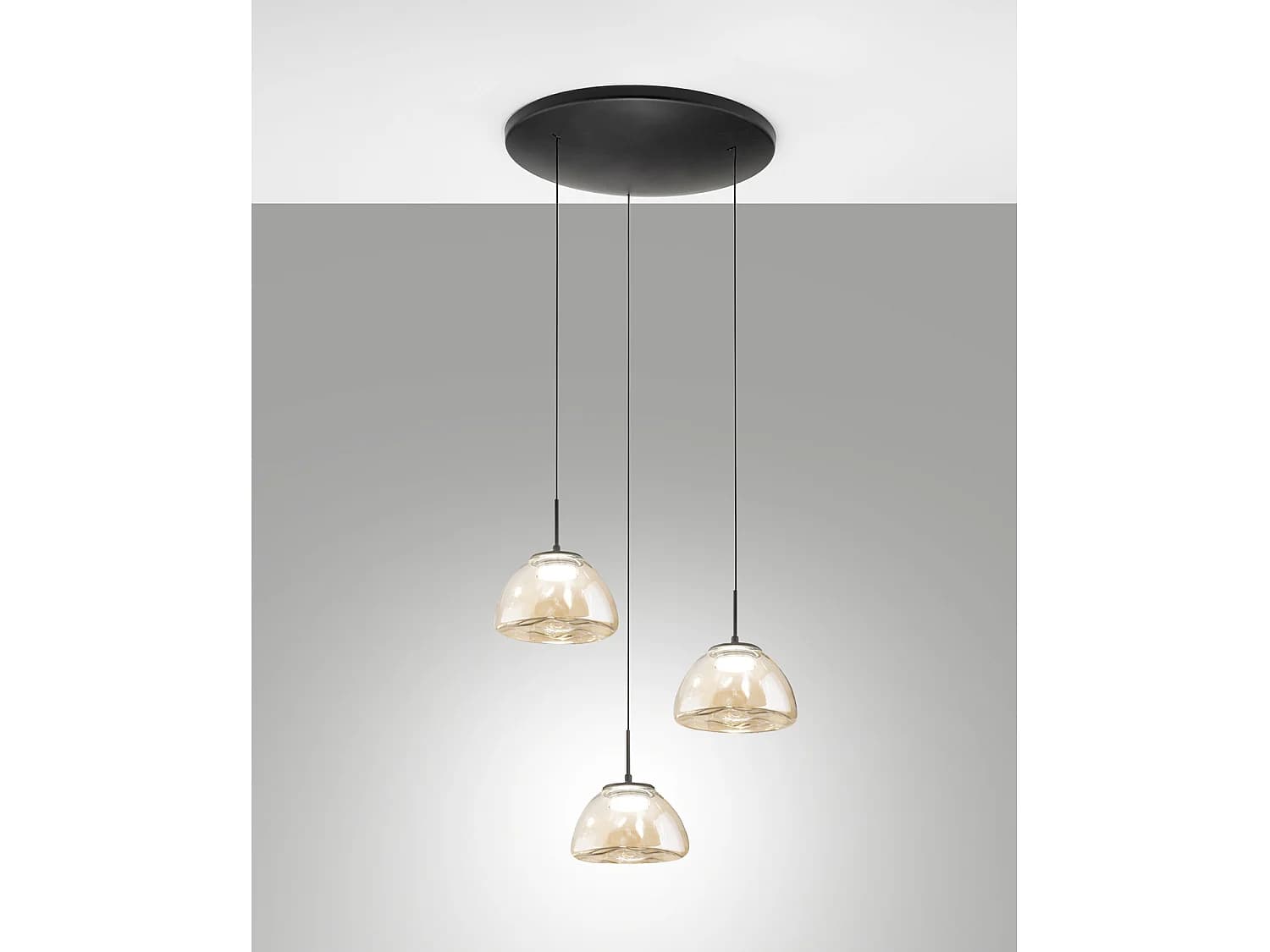 Suspension Lucille Ø350 Mm Cognac, Led 21 W, Température De Couleur 2700 K/3000 K/4000 K, Dimmable, Structure En Métal Et Verre Borosilicate - Lucille