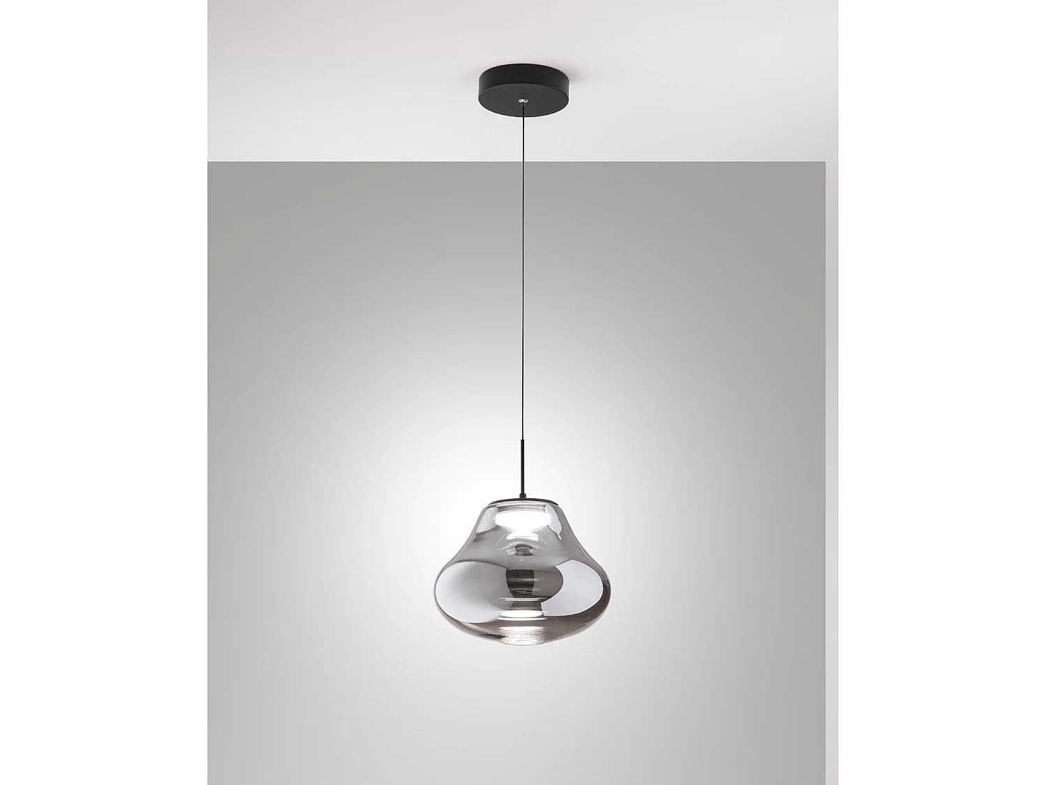 Suspension Deva Ø250 Mm, Verre Fumé, Led 14 W, 1510 Lm, Dimmable, Structure En Métal Et Verre Borosilicate - Deva