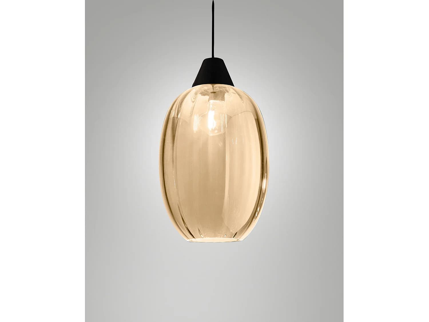 Kit De Suspension En Verre Soufflé Couleur Cognac E27 - Design Moderne Et Élégant Pour L'Éclairage Intérieur, Diamètre 250 Mm, Hauteur 360 Mm, Ip20