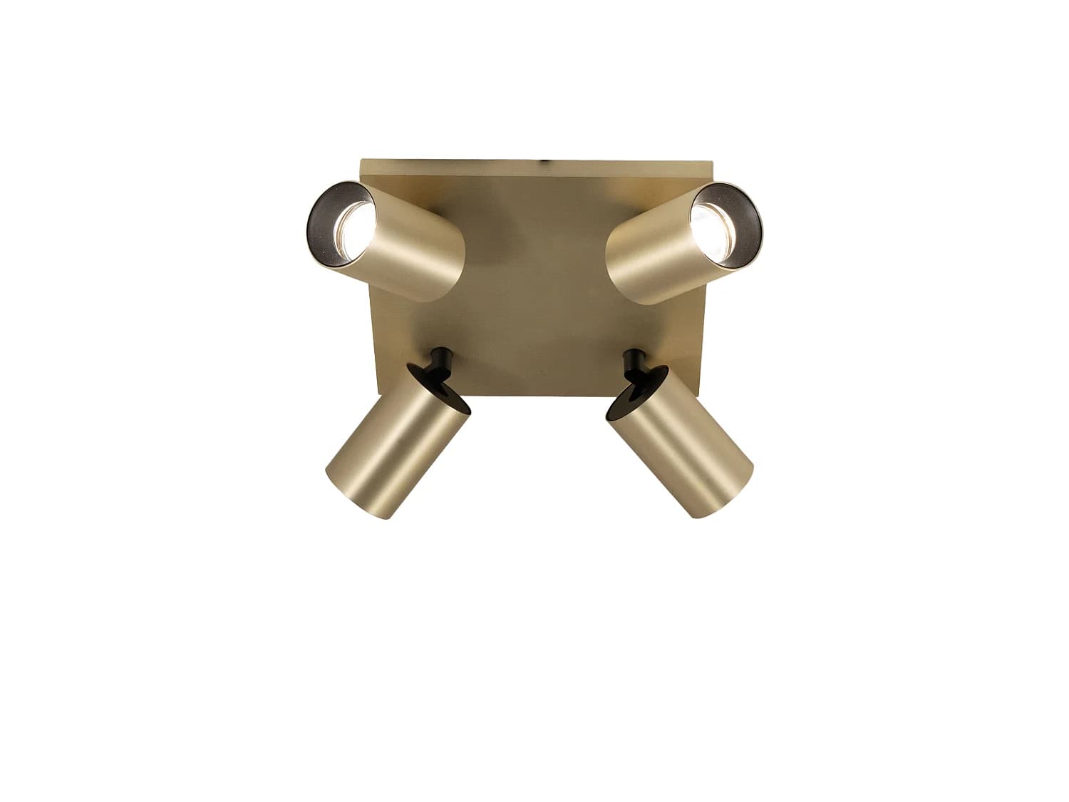Plafonnier Flores 24X24Cm En Aluminium Laiton Satiné, 4 Ampoules Gu10 10W, Structure Moulée Sous Pression, Ip20, Classe 1 - Design Moderne Et Compact