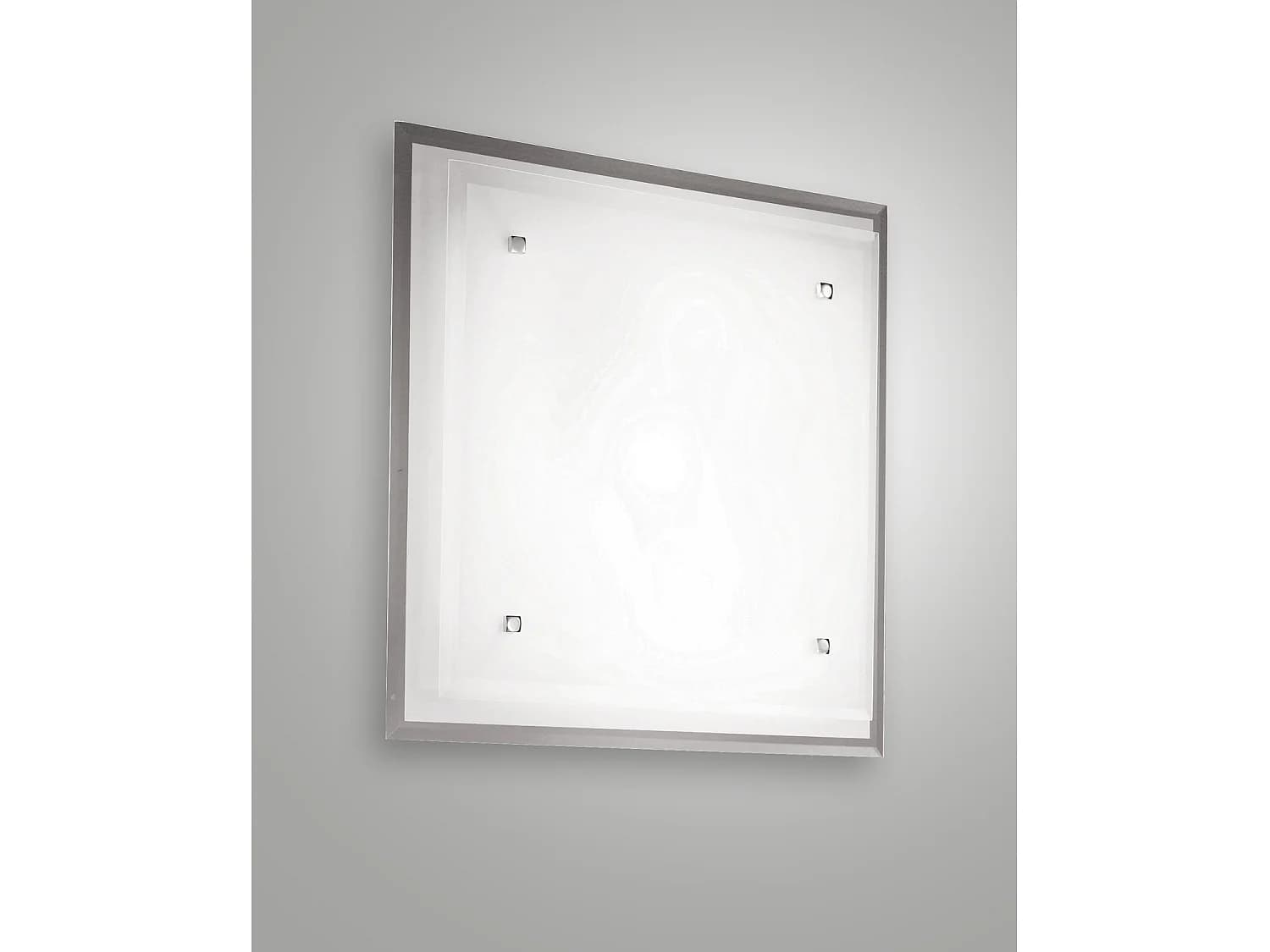 Plafonnier Maggie Square Métal Et Verre Blanc, Compatible Smart Luce, 2 Douilles E27 60W, 400X400X90 Mm, Pour Intérieur, Réf. 2957-65-102