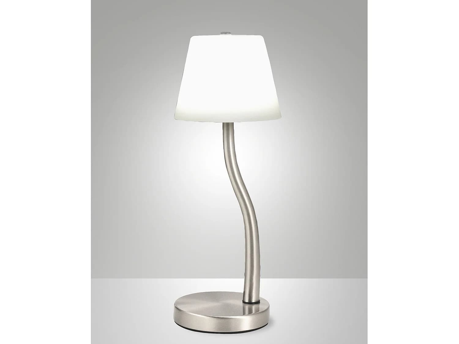 Lampe De Table Led Ibla 9W 750Lm 3000K, Variateur Tactile, Structure En Métal Et Verre Soufflé, Finition Nickel Satiné - Ibla