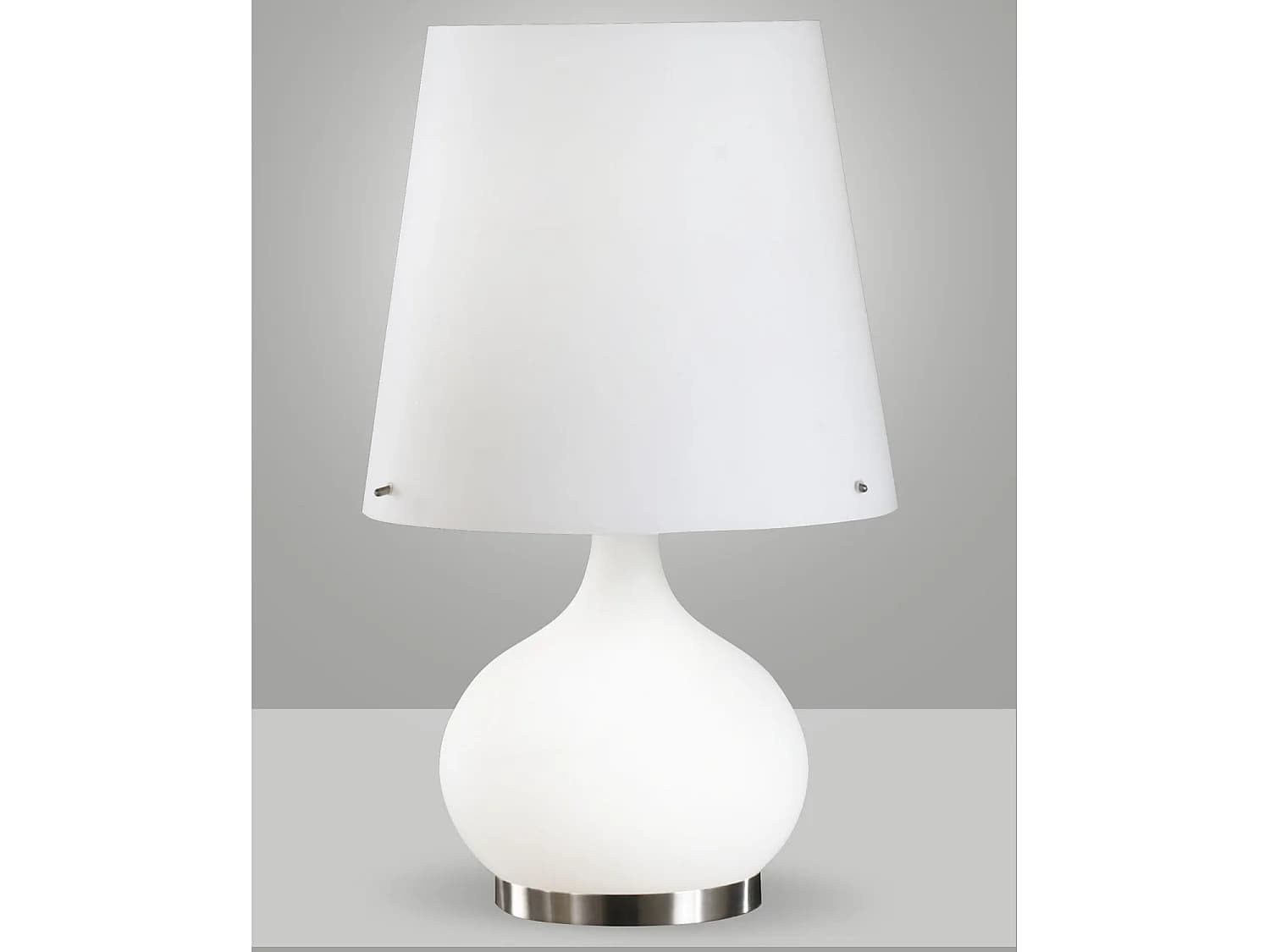 Lampe De Table Ade Design En Métal Et Verre Soufflé, Double Interrupteur, Douilles E14 40 W Et E27 100 W, Blanche, Code Produit : 2533-35-102