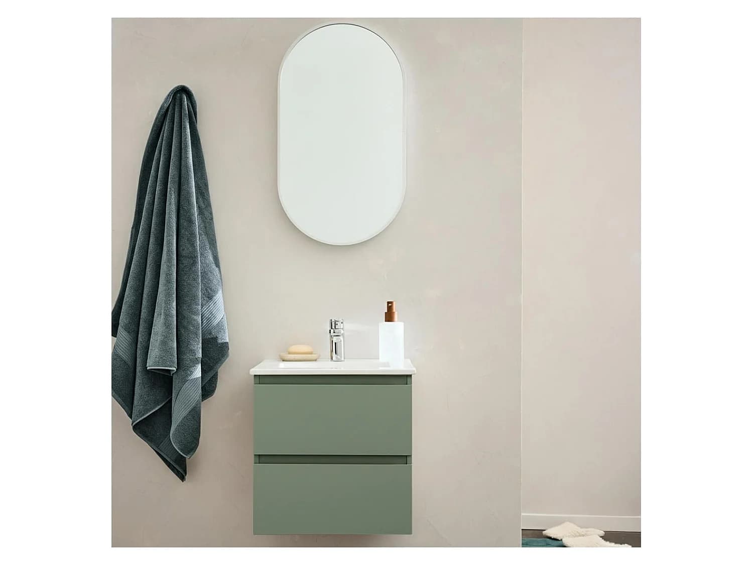 Meuble vasque SORRENTO suspendu 45cm avec plan céramique