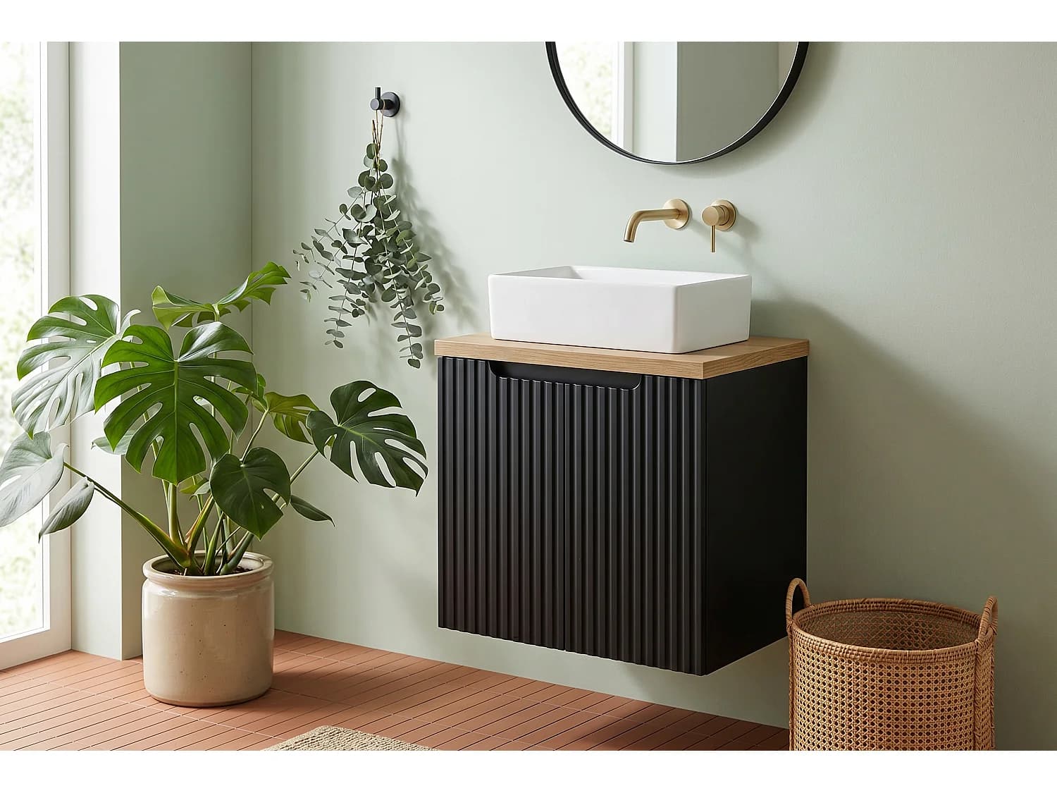 Meuble Verino avec lavabo de 50 cm et plan de travail