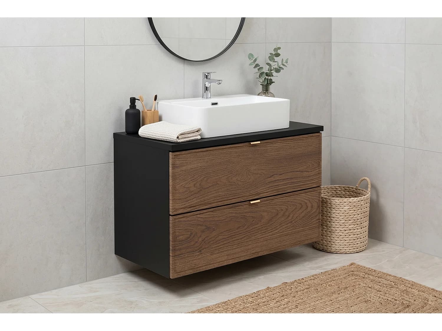 Ensemble Talia Casella 80cm avec plan de travail et lavabo à poser Trust