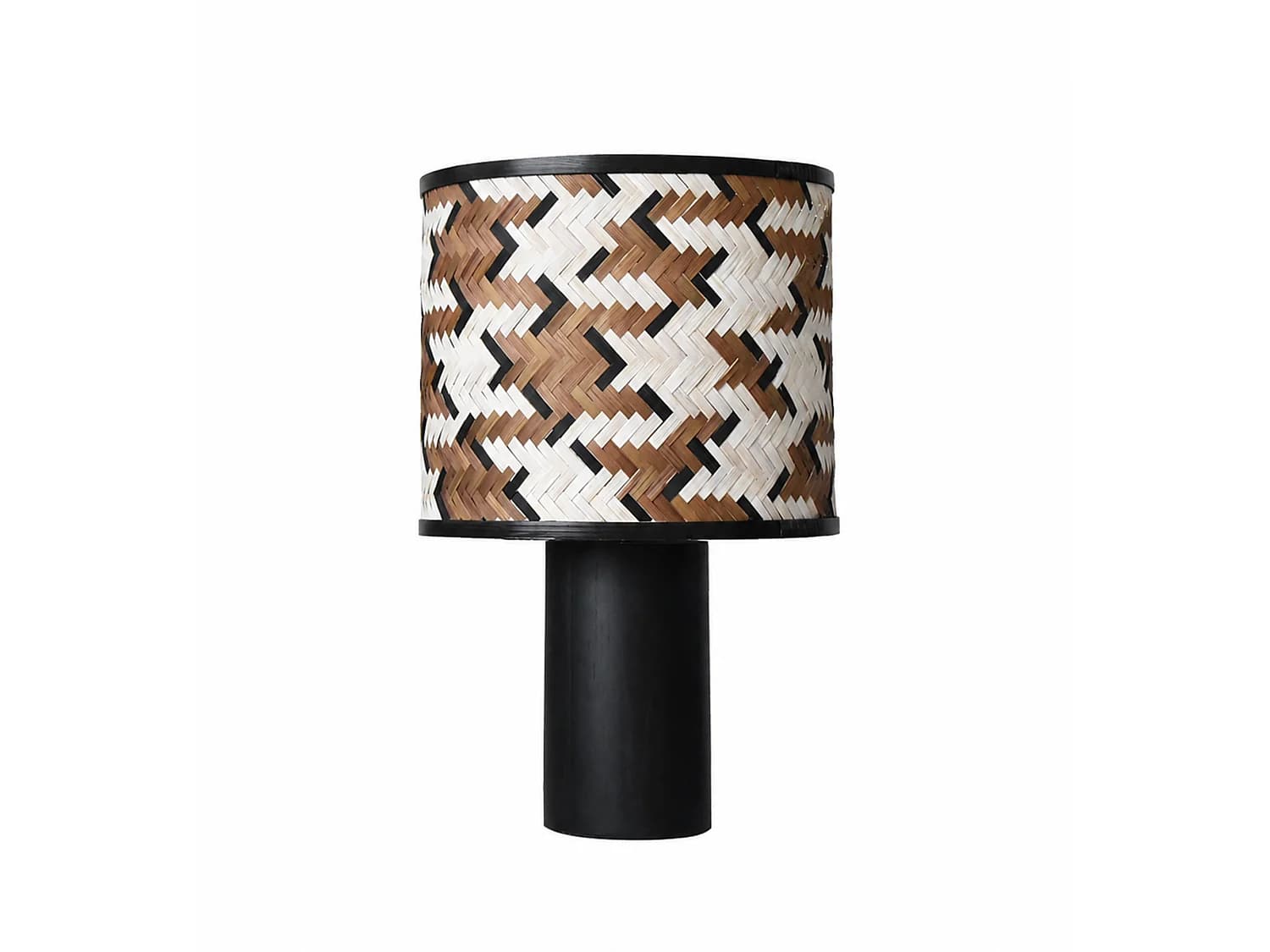 Grande lampe à poser en bois de chêne et bambou marron et noir - Phil