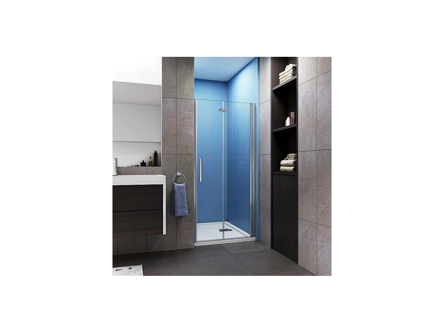 Porte de douche pivotante et pliante porte de douche 70x185cm en 6mm verre trempé anticalcaire