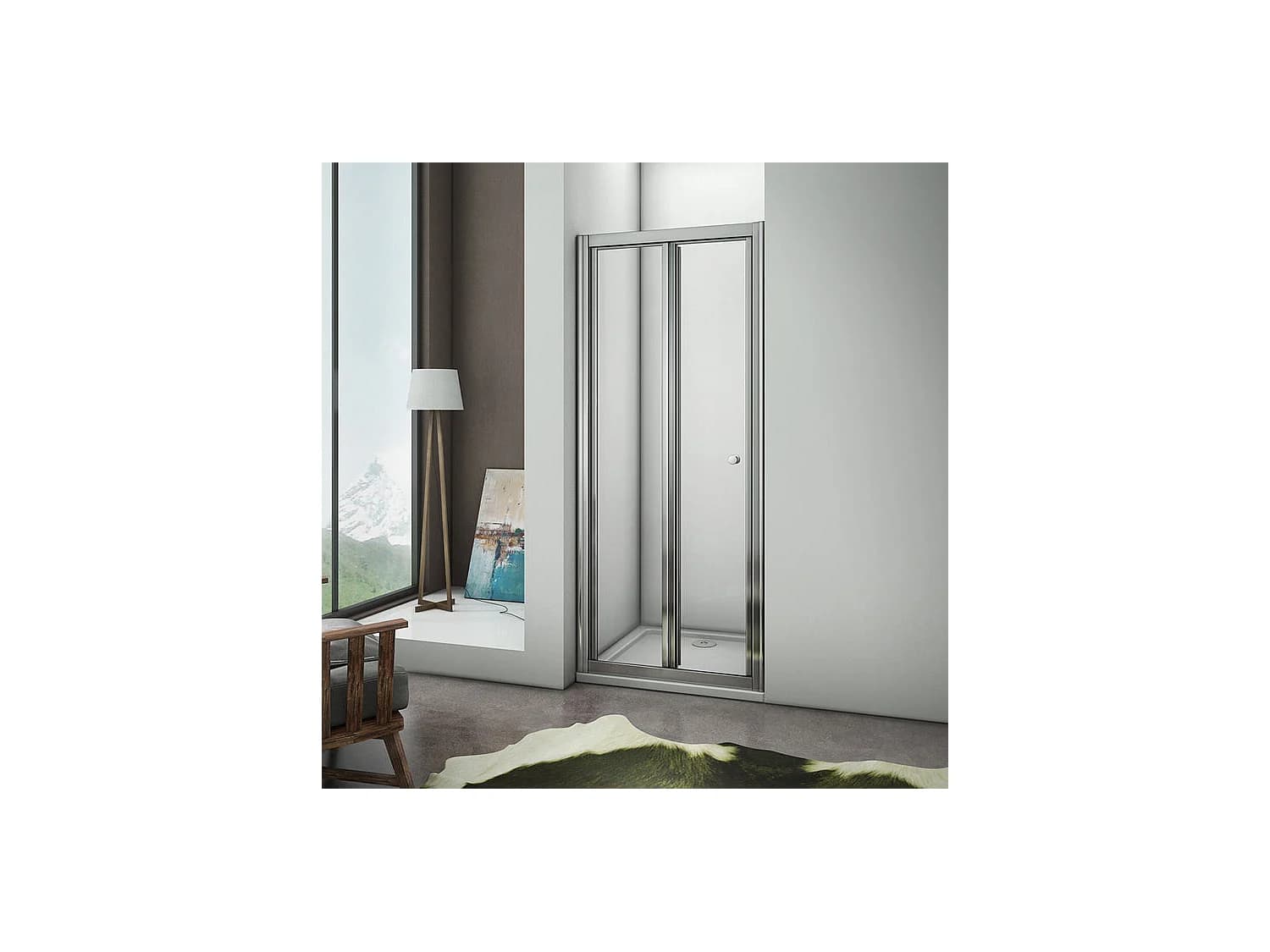 Porte de douche 80x185cm, porte de douche pliante en verre securit clair installation en niche
