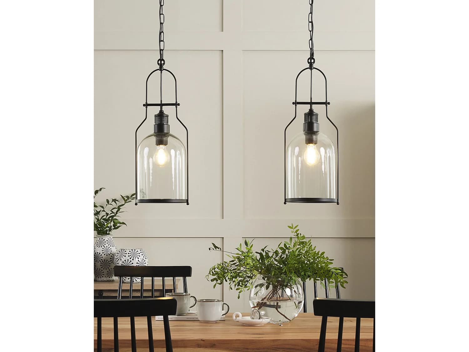 Lot de 2 lampes suspendues BASHILO Métal Noir