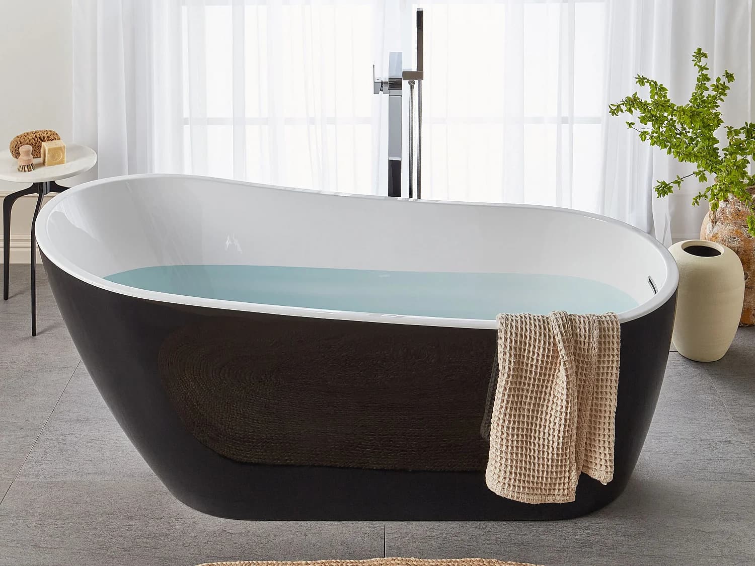 Baignoire îlot SOLARTE 170 x 78 cm Noir/blanc