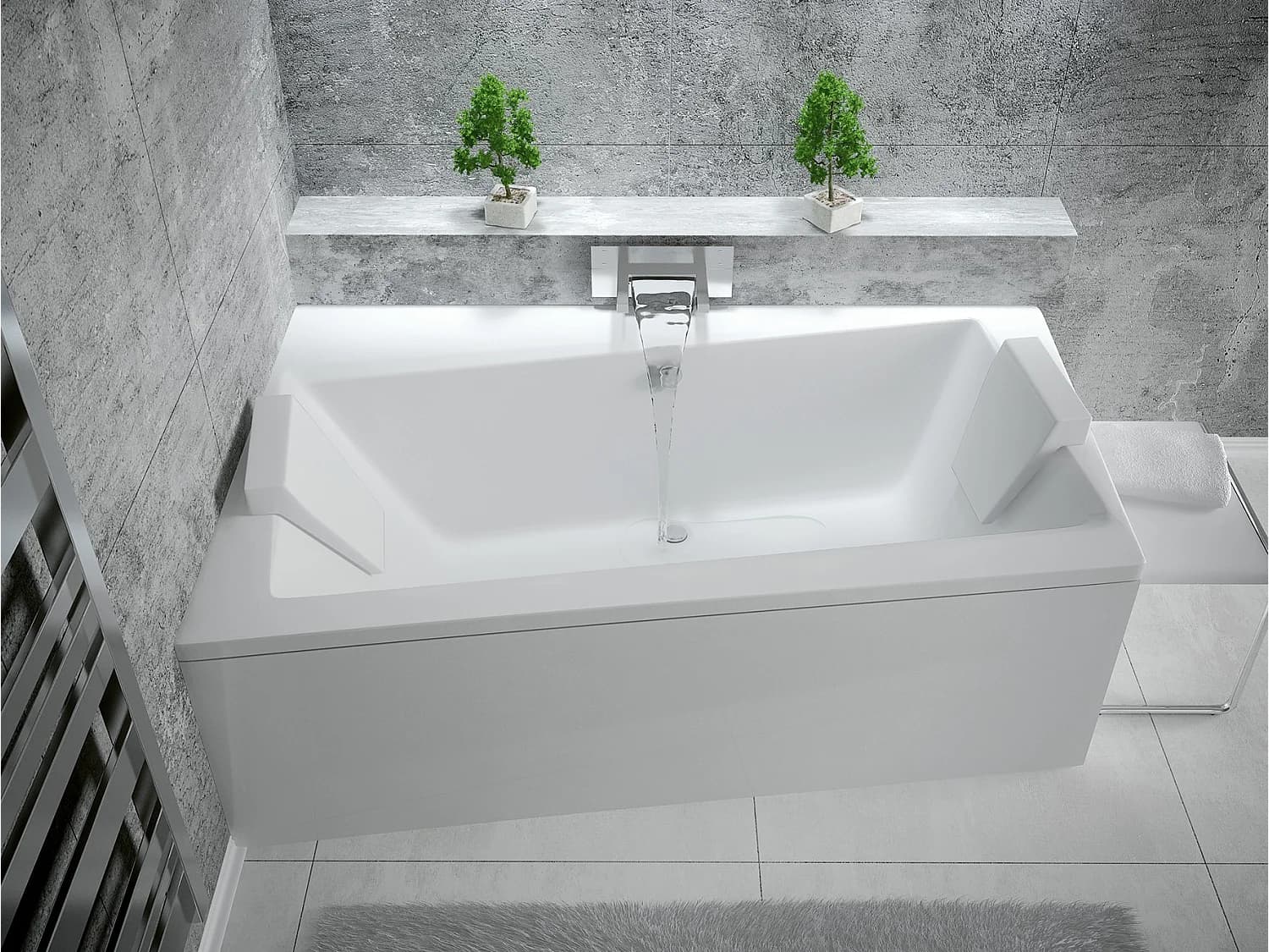 Baignoire angle gauche ZIANIGI avec tablier - Dimensions: 170cm